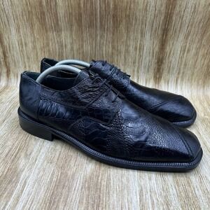 David Eden Genuine Crocodile Ostrich Men's Size 10.5 Black Dress Shoes Derby